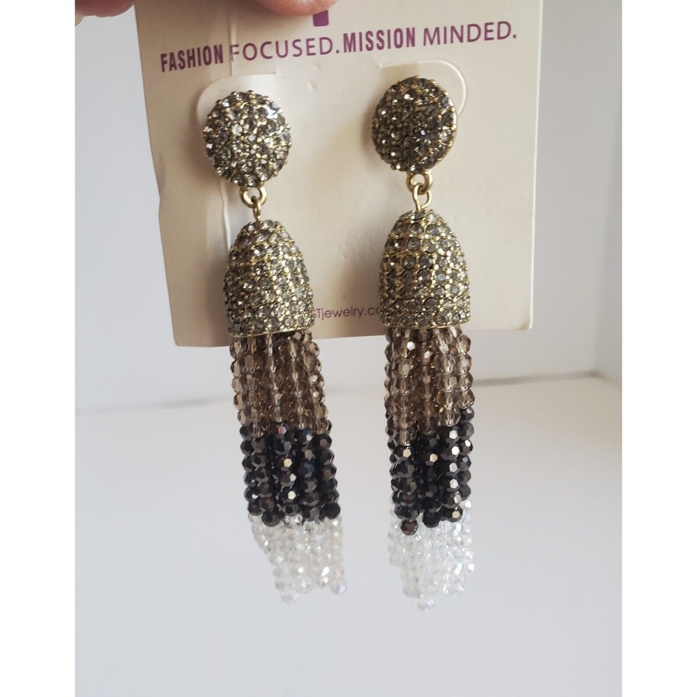 Just Jewelry Beaded Earrings Sparkly Rhinestone Dangles For Eveningwear.